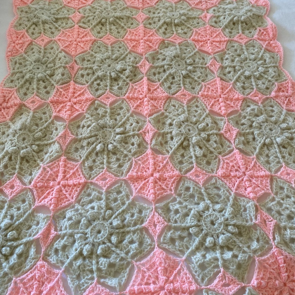 Vintage, handmade, baby blanket.